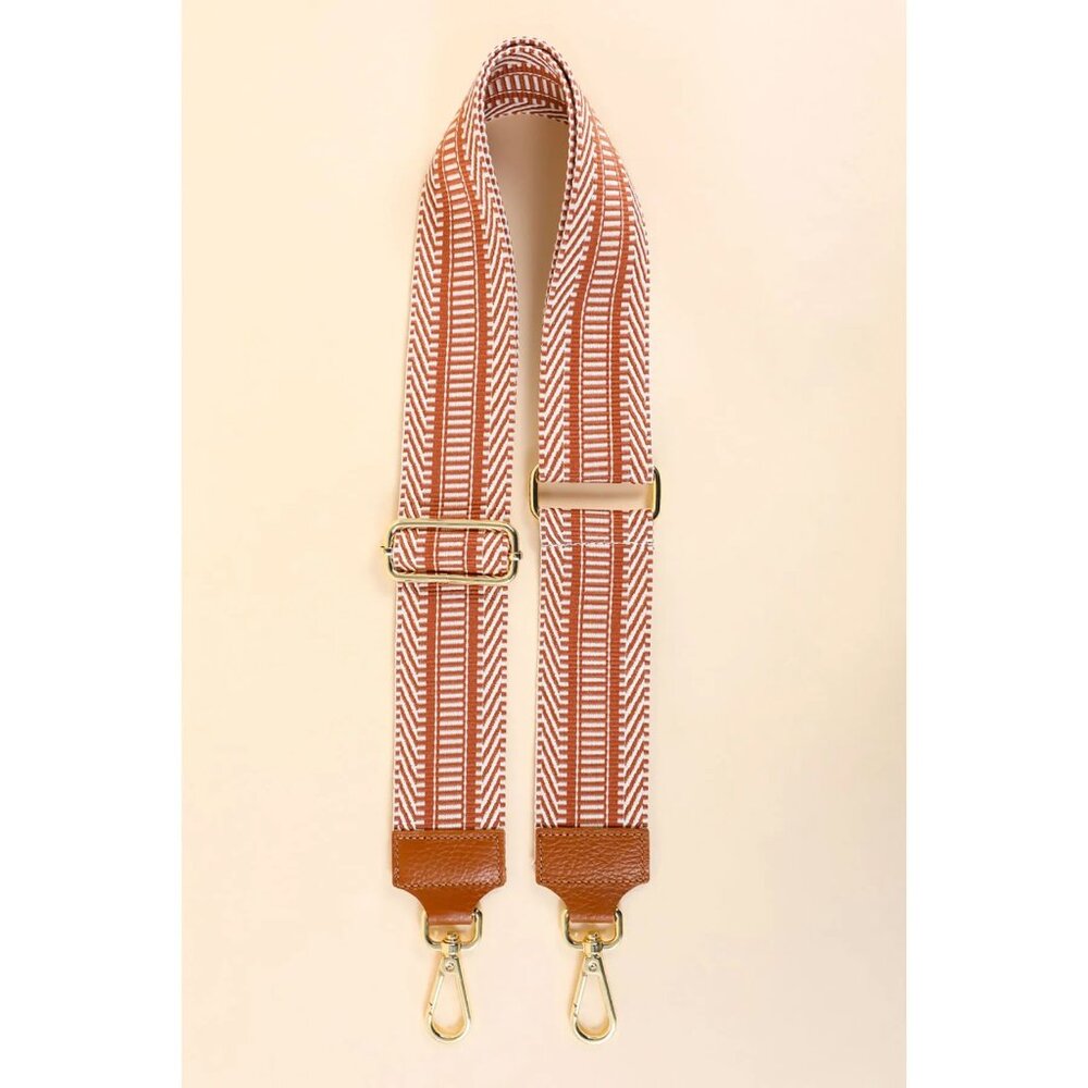 Wide Shoulder Strap Adjustable Replacement Belt Crossbody Brown & White